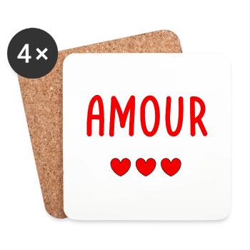 T-shirt Amour - Dessous de verre (lot de 4) - blanc - Devant