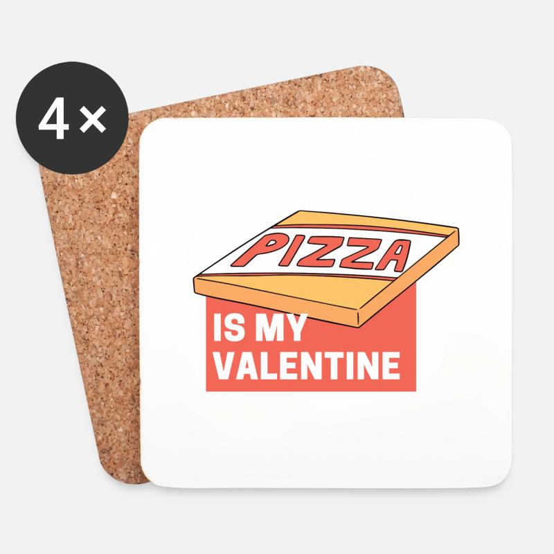 pizza ist me valentine - Untersetzer (4er-Set) - Weiß