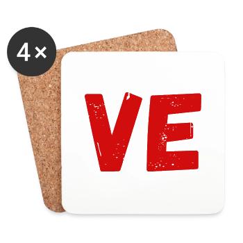Liebe passendes T-Shirt Paar - Untersetzer (4er-Set) - Weiß - Vorne