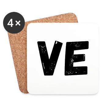 Liebe passendes T-Shirt Paar - Untersetzer (4er-Set) - Weiß - Vorne