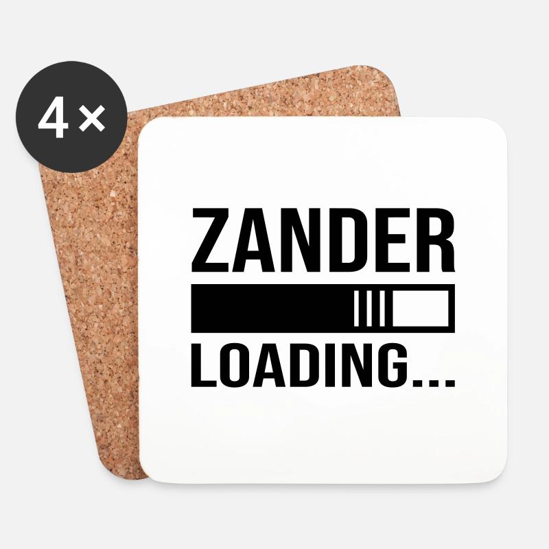 Zander loading... Anglergeschenk, Angeln - Untersetzer (4er-Set) - Weiß