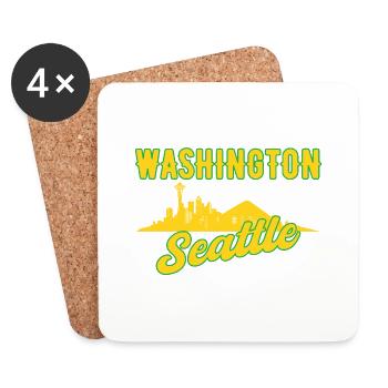 Washington Seattle Skyline Gift - Coasters (set of 4) - white - Front