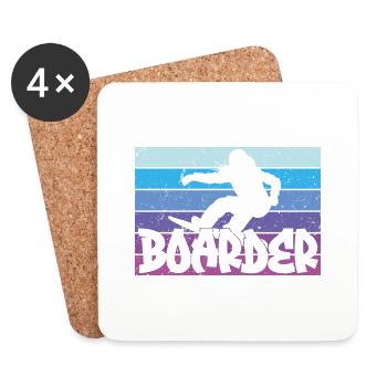 Chemise snowboard - Boarder Vintage - Dessous de verre (lot de 4) - blanc - Devant