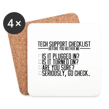 Is It Plugged In, Is It Turned On, Are You Sure - Coasters (set of 4) - white - Front