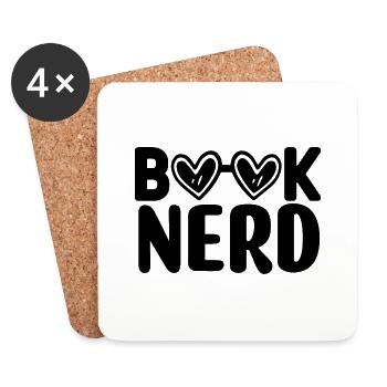 Book Nerd - Untersetzer (4er-Set) - Weiß - Vorne