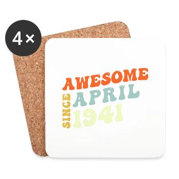 Groovy 82 Years Old Awesome Since April 1941 82nd - Coasters (set of 4) - white - Front
