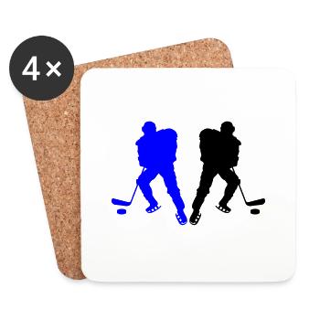 Joueurs de hockey - Dessous de verre (lot de 4) - blanc - Devant