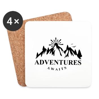 Adventure Travel Hiking Mountain - Untersetzer (4er-Set) - Weiß - Vorne