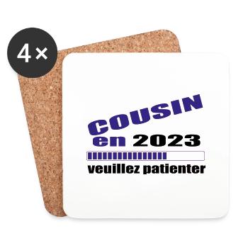 Cousin En 2023 Veuillez Patienter Futur Cousin - Dessous de verre (lot de 4) - blanc - Devant