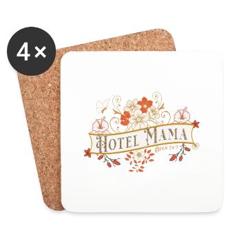 Hotel Mama - Muttertag - Lustiges Shirt - Untersetzer (4er-Set) - Weiß - Vorne