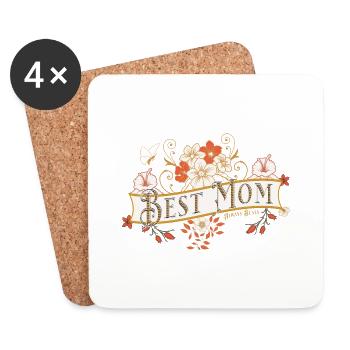Meilleure maman - Fête des mères - Drôle de chemise - Dessous de verre (lot de 4) - blanc - Devant