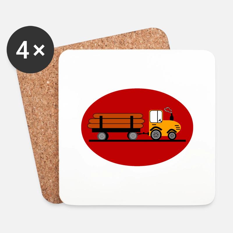 Tractor - Coasters (set of 4) - white