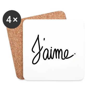 J'aime - Dessous de verre (lot de 4) - blanc - Devant