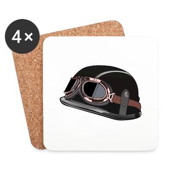 old motorcycle motorcycle helmet biker bezel 602 A - Coasters (set of 4) - white - Front
