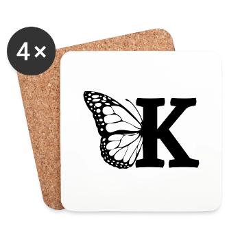 Buchstabe K Schmetterling - Untersetzer (4er-Set) - Weiß - Vorne