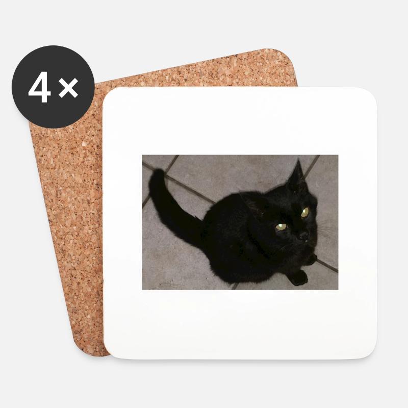 Schwarze Katze - Untersetzer (4er-Set) - Weiß