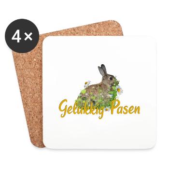 gelukkig pasen Frohe Ostern - Untersetzer (4er-Set) - Weiß - Vorne