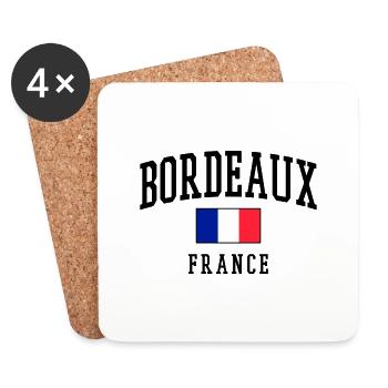 Drapeau texte Bordeaux France - Dessous de verre (lot de 4) - blanc - Devant