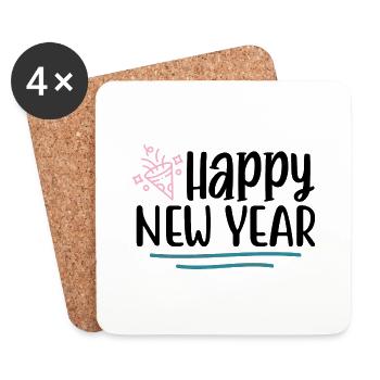 Design Happy New Year - Dessous de verre (lot de 4) - blanc - Devant