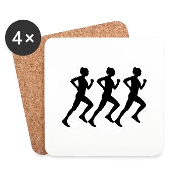 femme qui court - Dessous de verre (lot de 4) - blanc - Devant