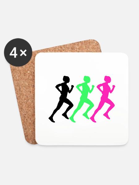 woman running - Untersetzer (4er-Set) - Weiß