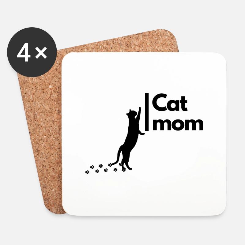 CAT mom cut - Untersetzer (4er-Set) - Weiß