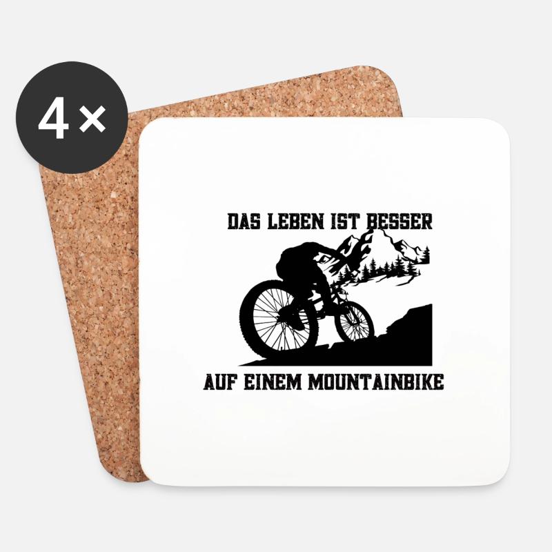 Das Leben ist besser auf einem Mountain Bike - Untersetzer (4er-Set) - Weiß