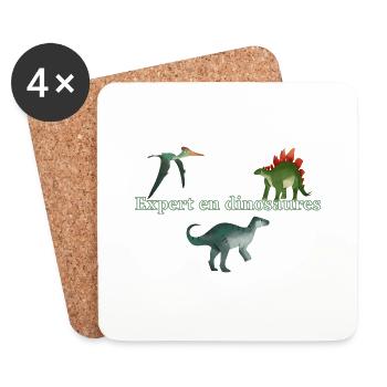 Dinosaurier-Experte - Untersetzer (4er-Set) - Weiß - Vorne