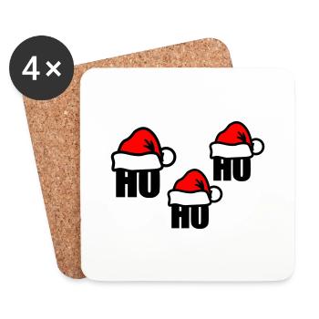 Santa hat ho ho ho - Coasters (set of 4) - white - Front