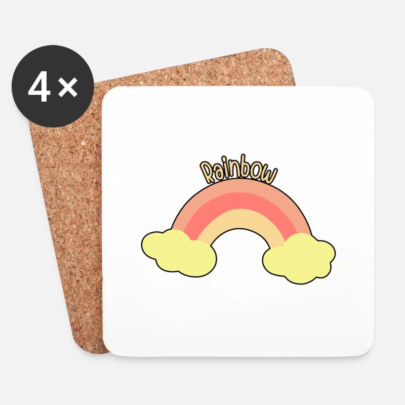 Pastellfarbener Regenbogen mit Wolken - Untersetzer (4er-Set) - Weiß