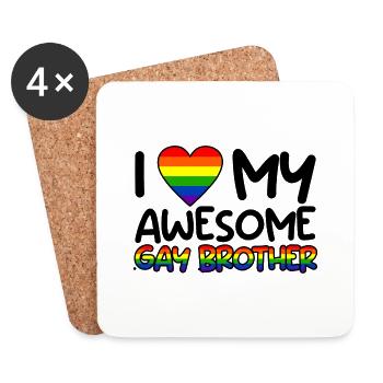 J’aime mon frère gay génial 2 - Dessous de verre (lot de 4) - blanc - Devant