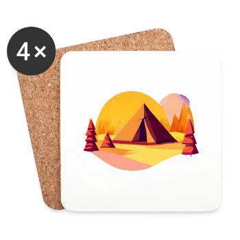 Camping Caravane Camp Tentes Cadeaux Camping-car - Dessous de verre (lot de 4) - blanc - Devant