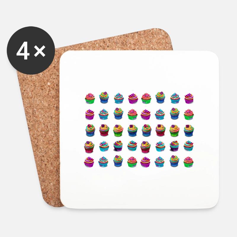 Viele bunte Muffins Törtchen - Untersetzer (4er-Set) - Weiß