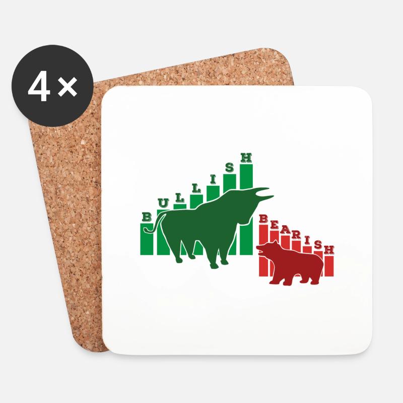 Bullish, Bearish… Buy and hold - Untersetzer (4er-Set) - Weiß