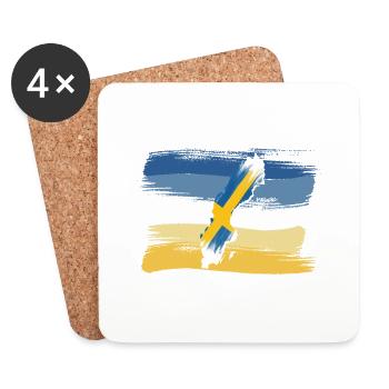 Sweden Country Outline Flag Holiday Gift - Coasters (set of 4) - white - Front