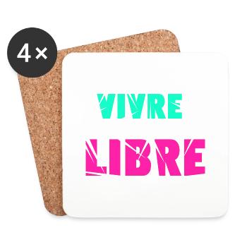 Vivre libre - Dessous de verre (lot de 4) - blanc - Devant