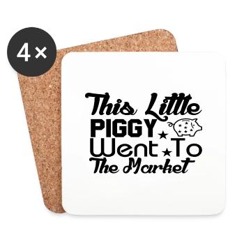 Ce petit cochon est allé au marché - Dessous de verre (lot de 4) - blanc - Devant