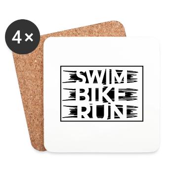 Triathlon Natation Bike Run Marathon - Dessous de verre (lot de 4) - blanc - Devant