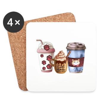 Katzenmama liebt Kaffee - Untersetzer (4er-Set) - Weiß - Vorne