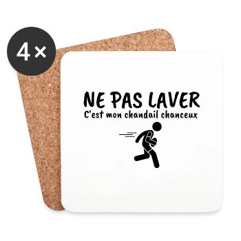Ne pas laver mon chandail chanceux rugby - Dessous de verre (lot de 4) - blanc - Devant