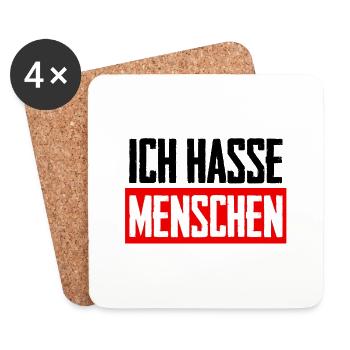 Ich hasse Menschen - Untersetzer (4er-Set) - Weiß - Vorne