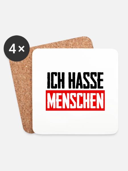 Ich hasse Menschen - Untersetzer (4er-Set) - Weiß