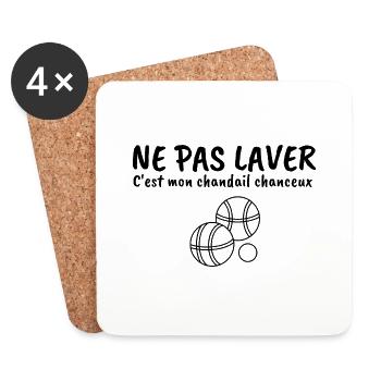 ne pas laver mon chandail chanceux pétanque - Dessous de verre (lot de 4) - blanc - Devant