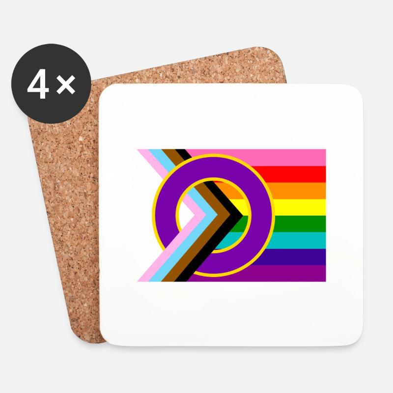 Progressive Pride-Flagge - Untersetzer (4er-Set) - Weiß