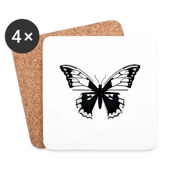 Papillon minimaliste - Dessous de verre (lot de 4) - blanc - Devant