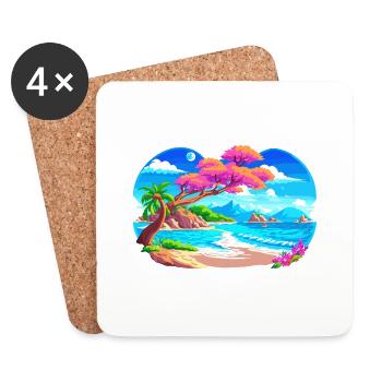 Plage merveilleuse - Dessous de verre (lot de 4) - blanc - Devant