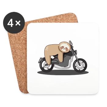 Paresse, moto, moto, chill - Dessous de verre (lot de 4) - blanc - Devant