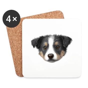 Propriétaire de chien chiot berger australien - Dessous de verre (lot de 4) - blanc - Devant