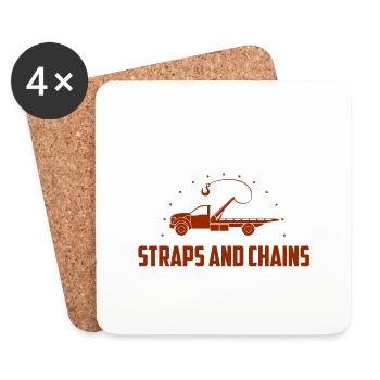 Flatbedders Do It With Straps And Chains Tow Truck - Coasters (set of 4) - white - Front
