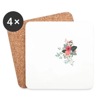 Buchstabe v Blumen - Untersetzer (4er-Set) - Weiß - Vorne